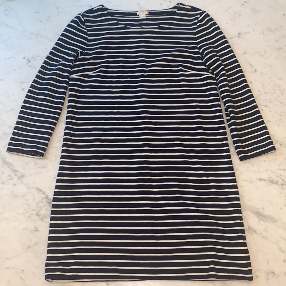 J. Crew Dress Maritime Navy White Striped Cotton Womens Size XS